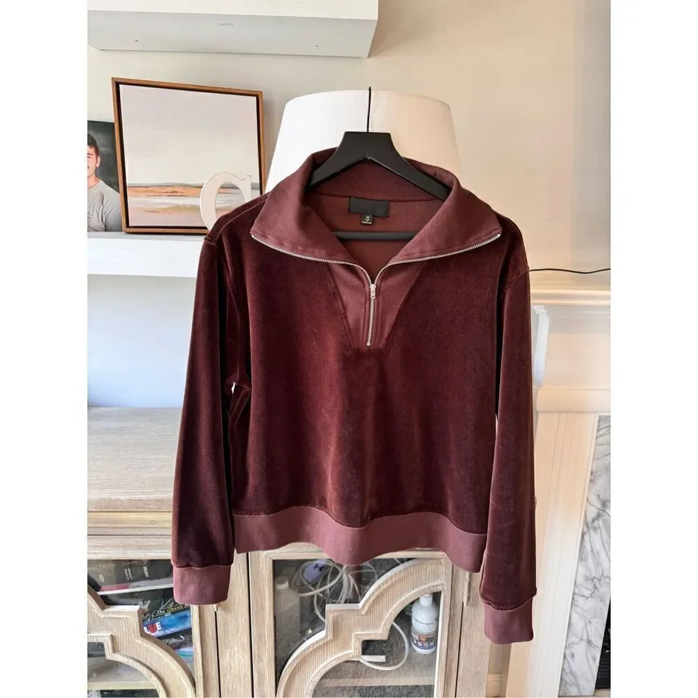 NILI LOTAN Bentley Quarter‎ Zip Sweatshirt Size Medium